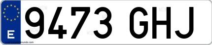 Ejemplo de matrícula española 9473 GHJ