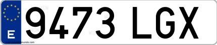 Ejemplo de matrícula española 9473 LGX