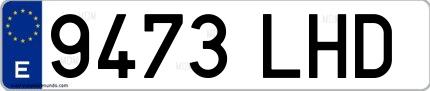 Ejemplo de matrícula española 9473 LHD