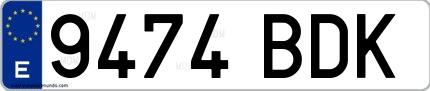 Ejemplo de matrícula española 9474 BDK