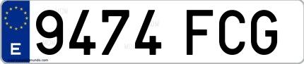 Ejemplo de matrícula española 9474 FCG