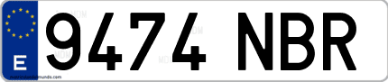 Ejemplo de matrícula de coche ordinaria 9474 NBR