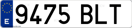 Ejemplo de matrícula de coche ordinaria 9475 BLT
