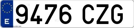 Ejemplo de matrícula española 9476 CZG