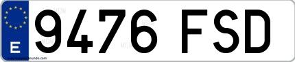 Ejemplo de matrícula de coche ordinaria 9476 FSD