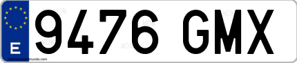 Ejemplo de matrícula de coche ordinaria 9476 GMX