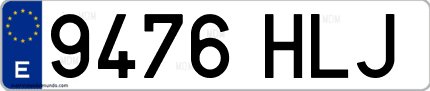 Ejemplo de matrícula de coche ordinaria 9476 HLJ