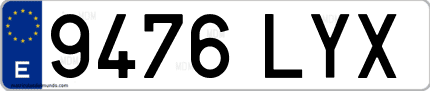 Ejemplo de matrícula de coche ordinaria 9476 LYX