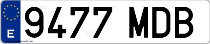 Ejemplo de matrícula española 9477 MDB