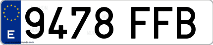 Ejemplo de matrícula de coche ordinaria 9478 FFB