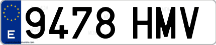 Ejemplo de matrícula de coche ordinaria 9478 HMV