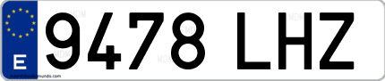 Ejemplo de matrícula de coche ordinaria 9478 LHZ