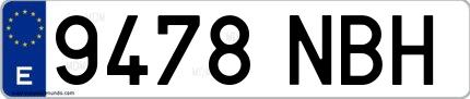 Ejemplo de matrícula española 9478 NBH