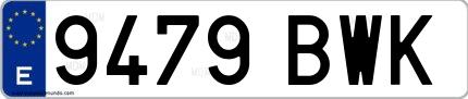 Ejemplo de matrícula española 9479 BWK