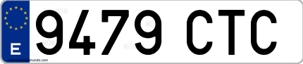 Ejemplo de matrícula de coche ordinaria 9479 CTC