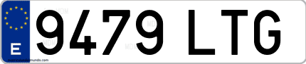 Ejemplo de matrícula de coche ordinaria 9479 LTG