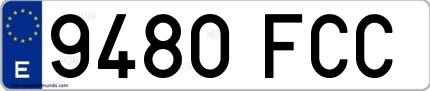 Ejemplo de matrícula española 9480 FCC