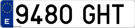 Ejemplo de matrícula de coche ordinaria 9480 GHT