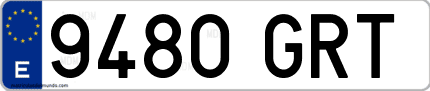 Ejemplo de matrícula de coche ordinaria 9480 GRT