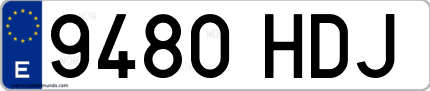 Ejemplo de matrícula de coche ordinaria 9480 HDJ