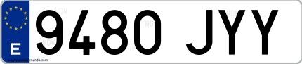 Ejemplo de matrícula española 9480 JYY