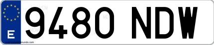 Ejemplo de matrícula española 9480 NDW