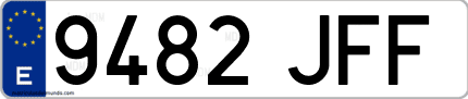 Ejemplo de matrícula de coche ordinaria 9482 JFF