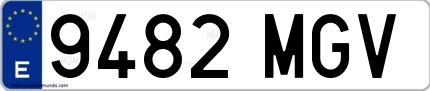 Ejemplo de matrícula española 9482 MGV