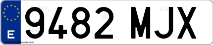 Ejemplo de matrícula de coche ordinaria 9482 MJX