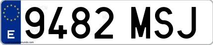 Ejemplo de matrícula española 9482 MSJ