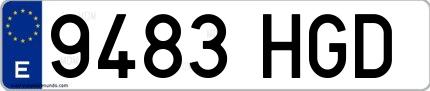 Ejemplo de matrícula española 9483 HGD
