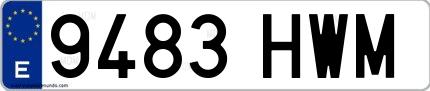 Ejemplo de matrícula española 9483 HWM