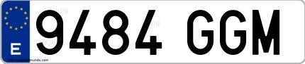 Ejemplo de matrícula española 9484 GGM