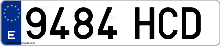 Ejemplo de matrícula de coche ordinaria 9484 HCD