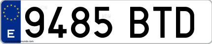 Ejemplo de matrícula de coche ordinaria 9485 BTD