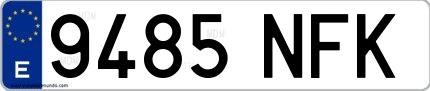 Ejemplo de matrícula española 9485 NFK