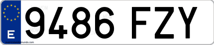 Ejemplo de matrícula de coche ordinaria 9486 FZY