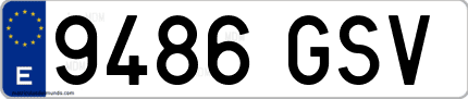 Ejemplo de matrícula de coche ordinaria 9486 GSV