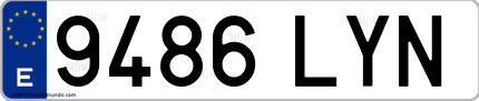 Ejemplo de matrícula de coche ordinaria 9486 LYN