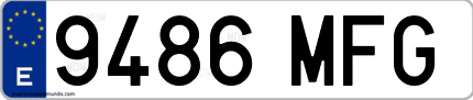 Ejemplo de matrícula de coche ordinaria 9486 MFG