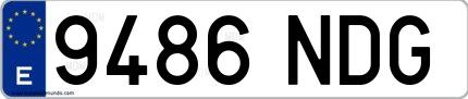 Ejemplo de matrícula española 9486 NDG