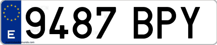 Ejemplo de matrícula de coche ordinaria 9487 BPY