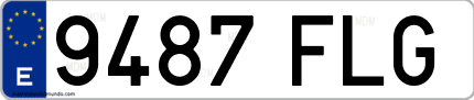 Ejemplo de matrícula de coche ordinaria 9487 FLG