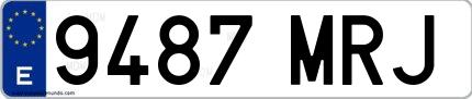 Ejemplo de matrícula española 9487 MRJ