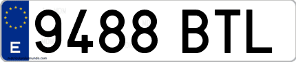 Ejemplo de matrícula de coche ordinaria 9488 BTL