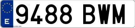 Ejemplo de matrícula española 9488 BWM