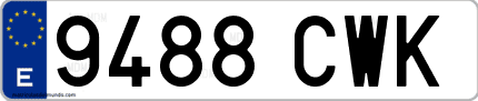 Ejemplo de matrícula de coche ordinaria 9488 CWK