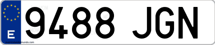 Ejemplo de matrícula de coche ordinaria 9488 JGN