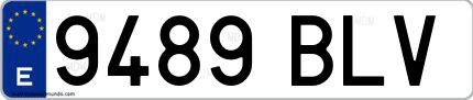 Ejemplo de matrícula española 9489 BLV