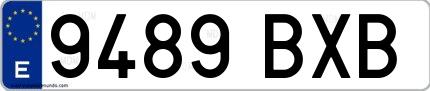Ejemplo de matrícula española 9489 BXB